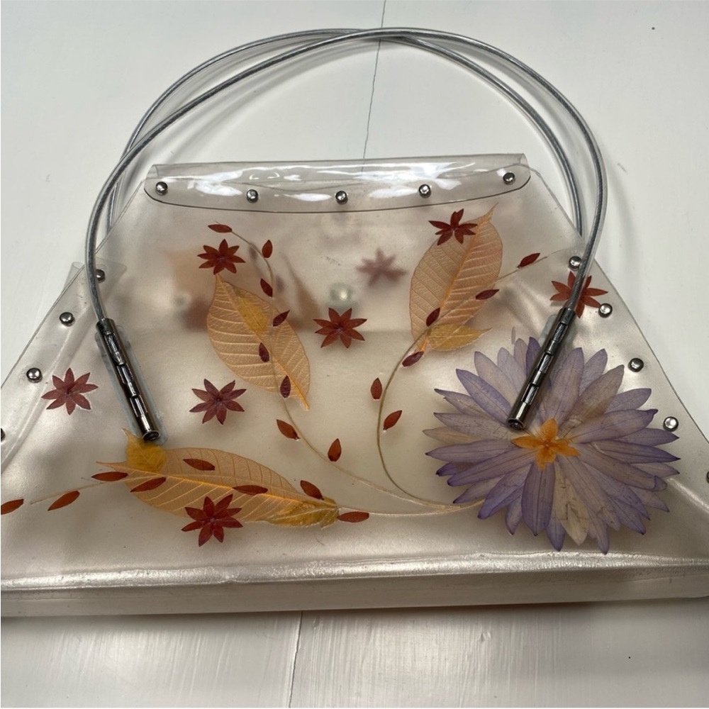 Vintage, clear flowered handbag with removal wallet